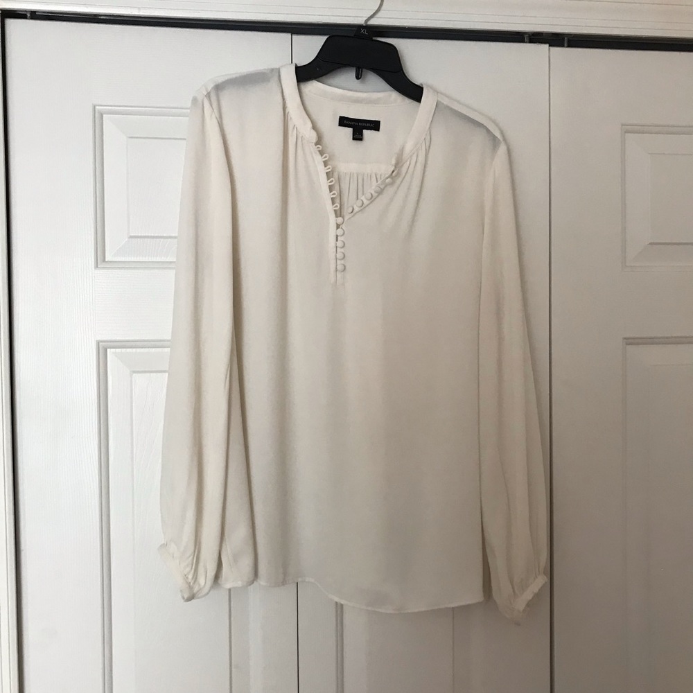 BANANA REPUBLIC BLOUSE LARGE WHITE CREAM